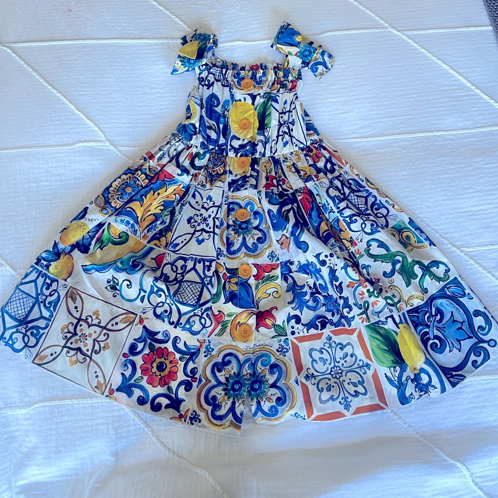 Dolce & Gabbana girls size 6 Majolica Amalfi dress with pockets